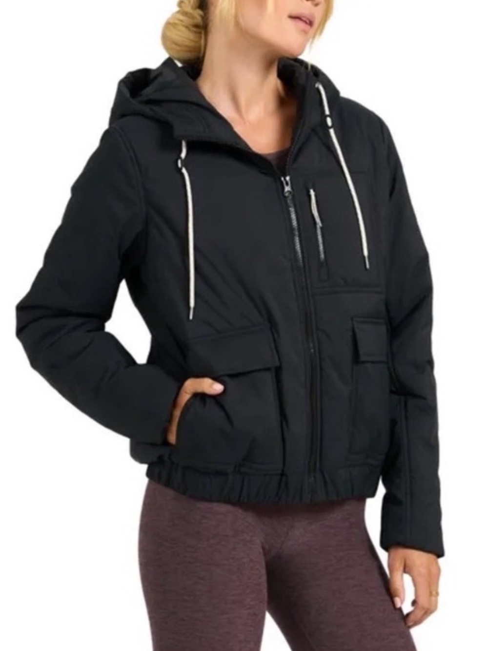 Vuori Black Quilted Hooded Jacket with Zip Pockets